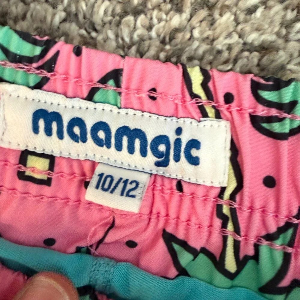 Maamgic Boys Swim Trunks Bundle Size 10/12 Cactus Pineapple Tropical 2 Pack